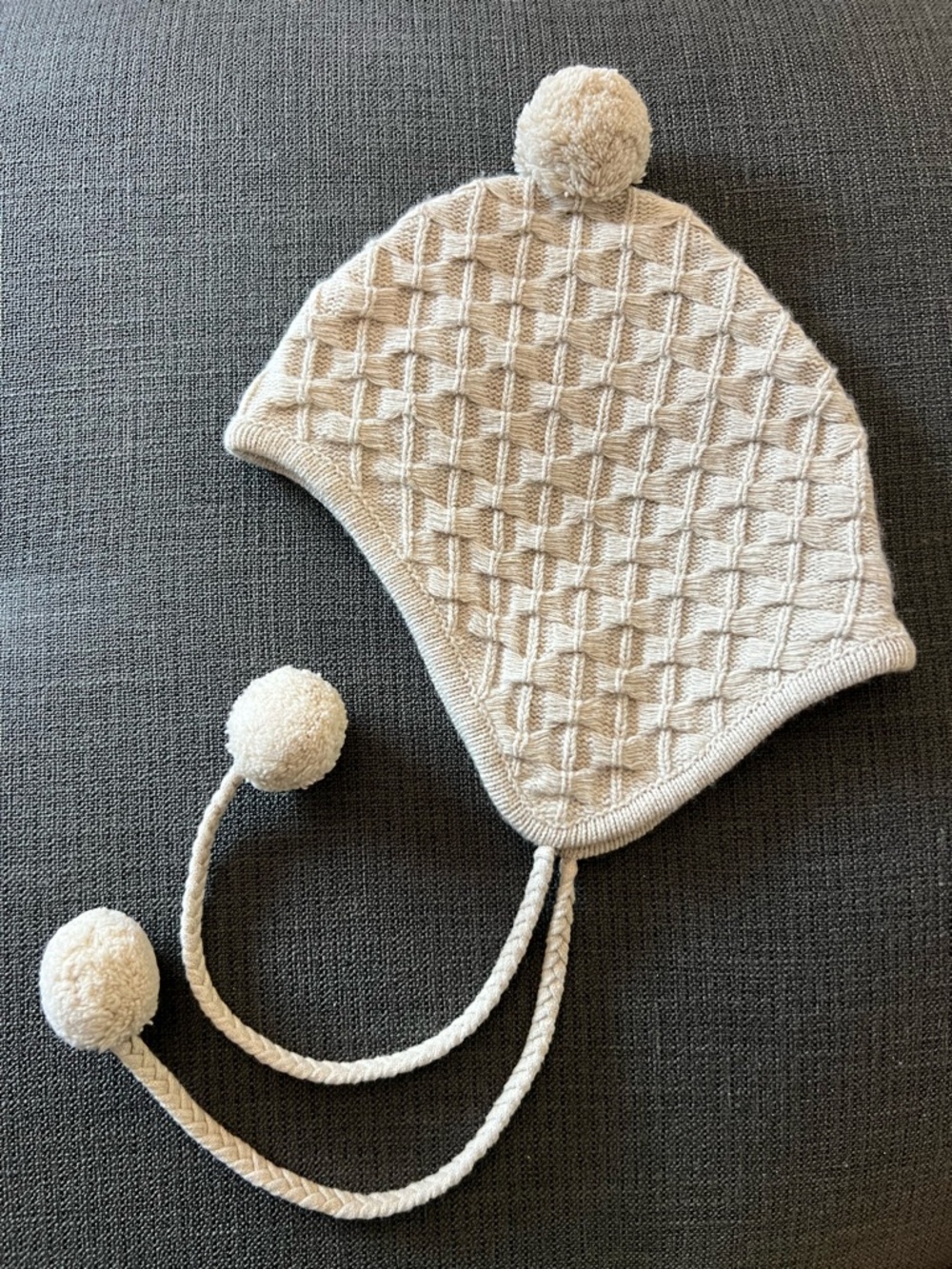 NEW rag & bone Cream beige Pom Pom knit beanie Hat cashmere wool blend